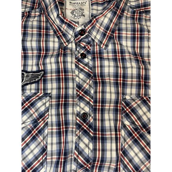 Buffalo DAVID BITTON Shirt Men's Size XL Button Down Blue Plaid Western Cowboy - Picture 4 of 11